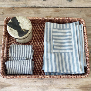 brown rattan rectangle serving tray basket with handles