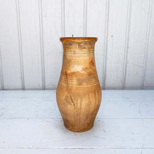 Load image into Gallery viewer, Vintage Terra Cotta Pitcher with faded cream bands and overall aging