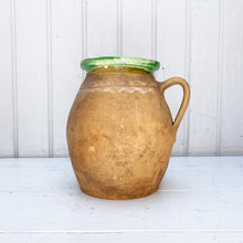 Load image into Gallery viewer, Vintage Terra Cotta Pitcher with green rim