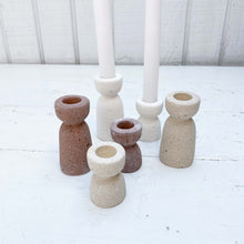 Load image into Gallery viewer, white concrete hour glass shaped taper candle holder