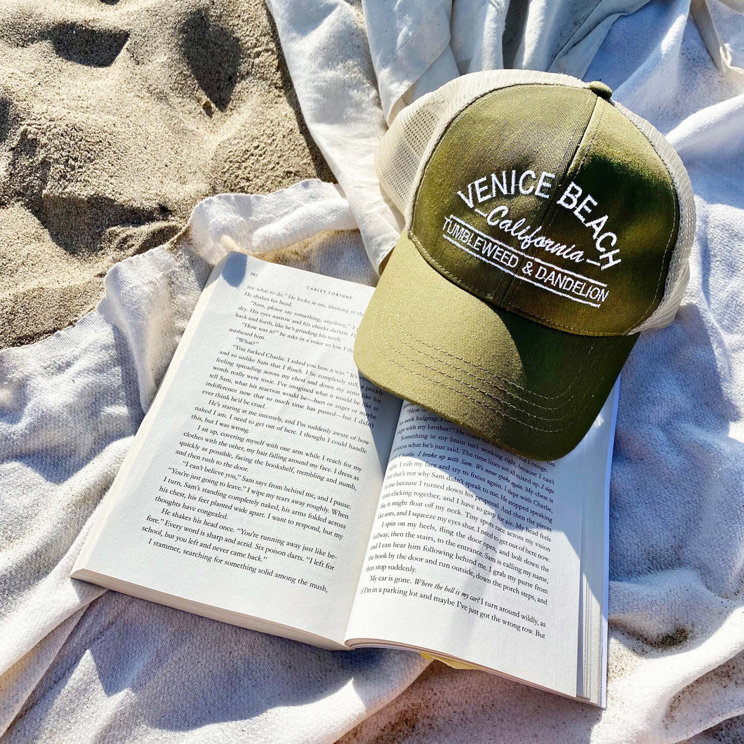 Venice Beach Trucker Hat Green & Tan