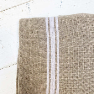 Belgian Linen Tablecloth-White Stripe