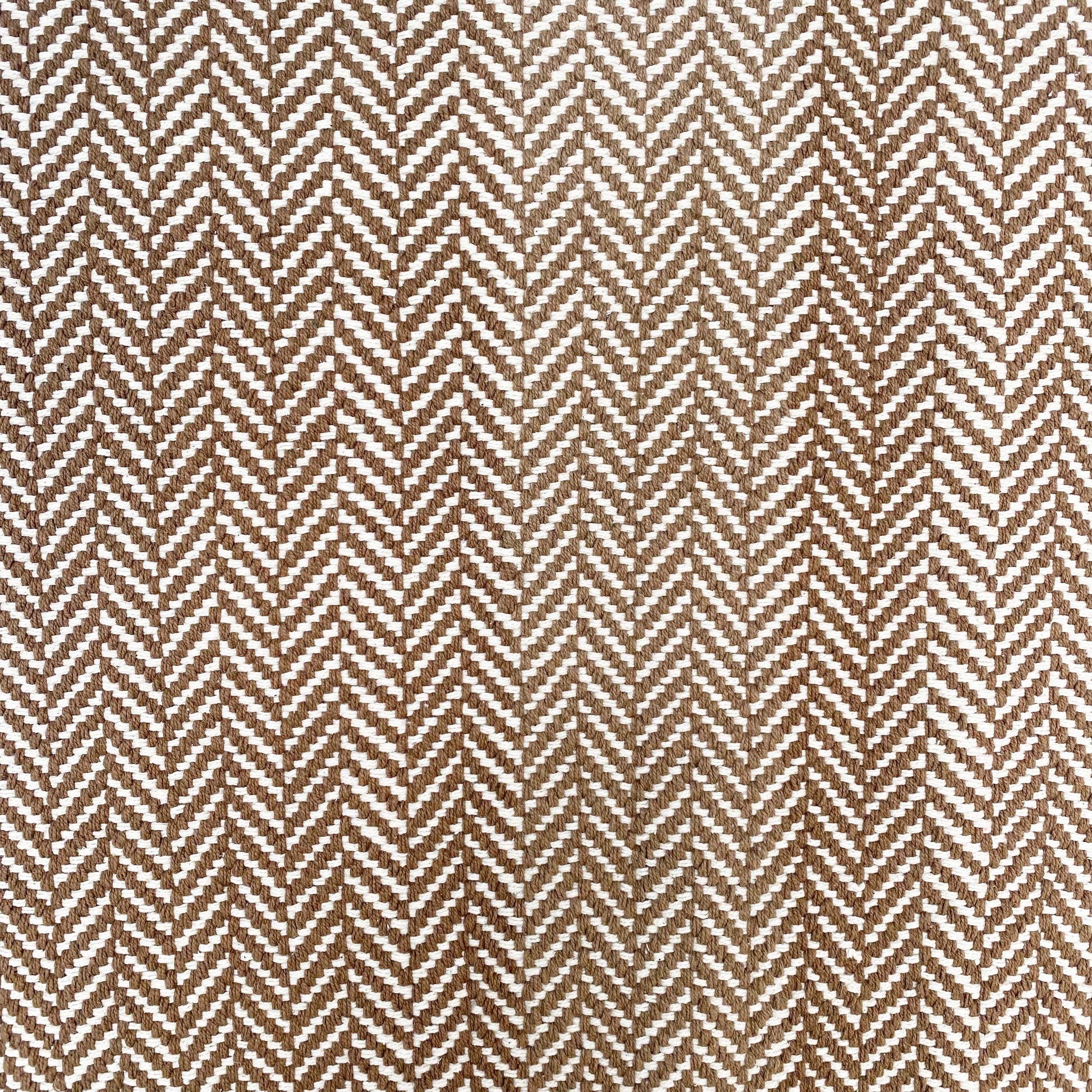 brown and cream herringbone patterned cotton rug