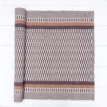 Load image into Gallery viewer, brown and white rug with brown and striped border
