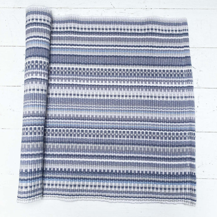 shades of gray and grayish blue stripes cotton rug