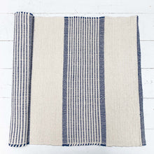 Load image into Gallery viewer, navy and cream striped cotton rug