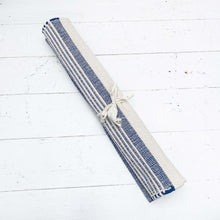 Load image into Gallery viewer, navy and cream striped cotton rug