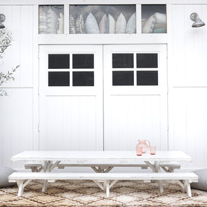 white painted kids picnic table and bench set