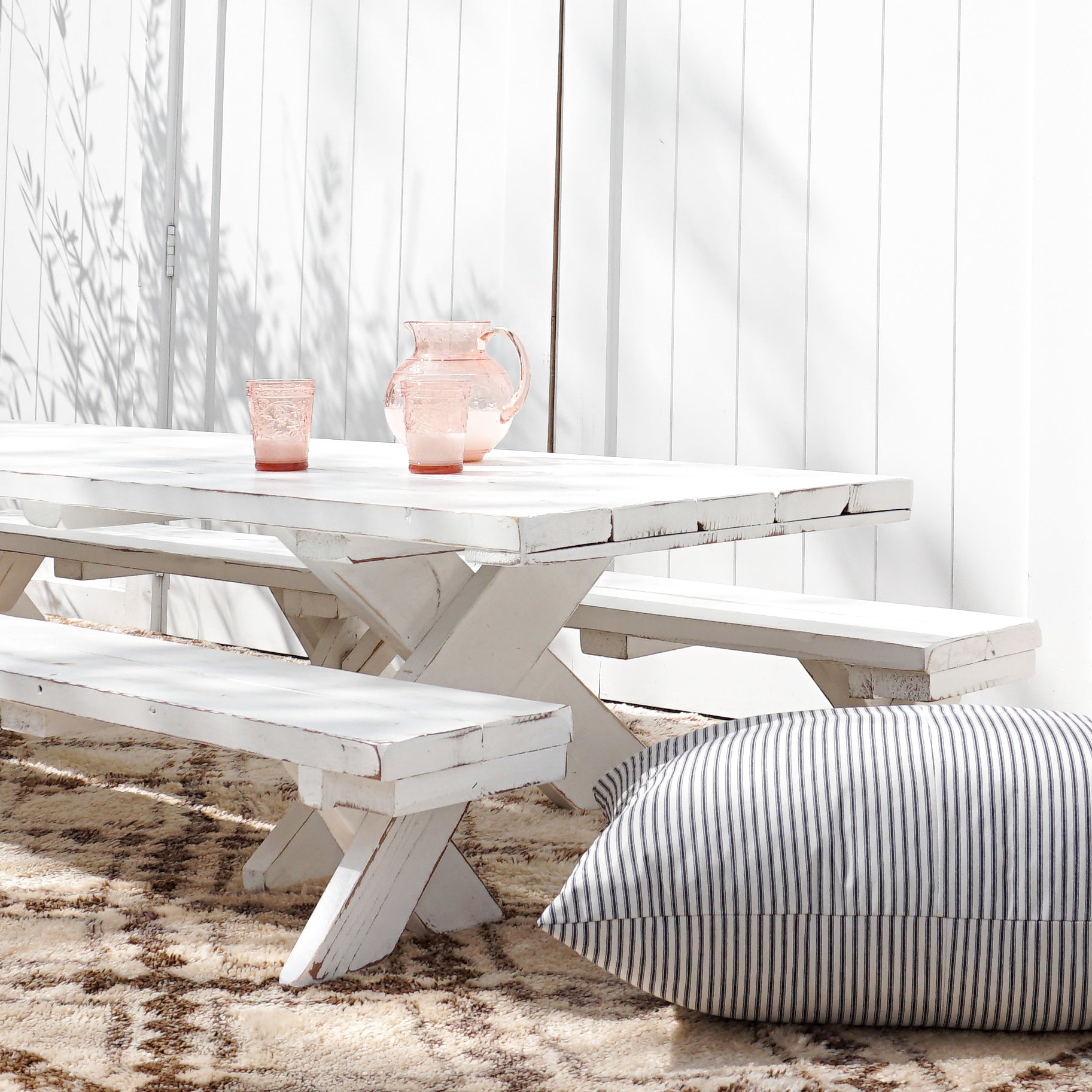 white painted kids picnic table and bench set