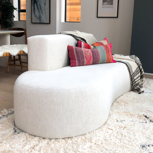 asymmetrical curved line armless Sofa in off white fabric