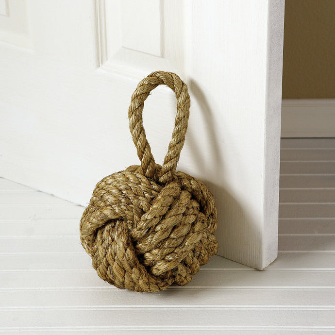 brown rope ball door stop with handle