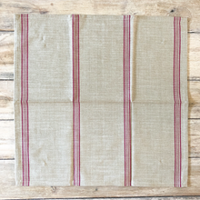 Load image into Gallery viewer, natural cotton napkin with red stripes