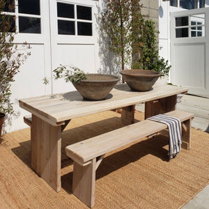 clean line handmade wood picnic table and bench set