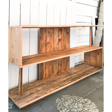 Load image into Gallery viewer, The Ess Shelf-clean modern 3 shelf &quot;s&quot; style open shelf, warm stained wood
