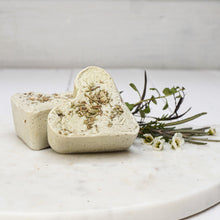 Load image into Gallery viewer, Cream colored heart shaped soap with essential oils and french clay