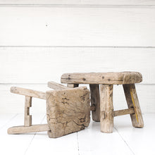 Load image into Gallery viewer, mini rustic wood stool