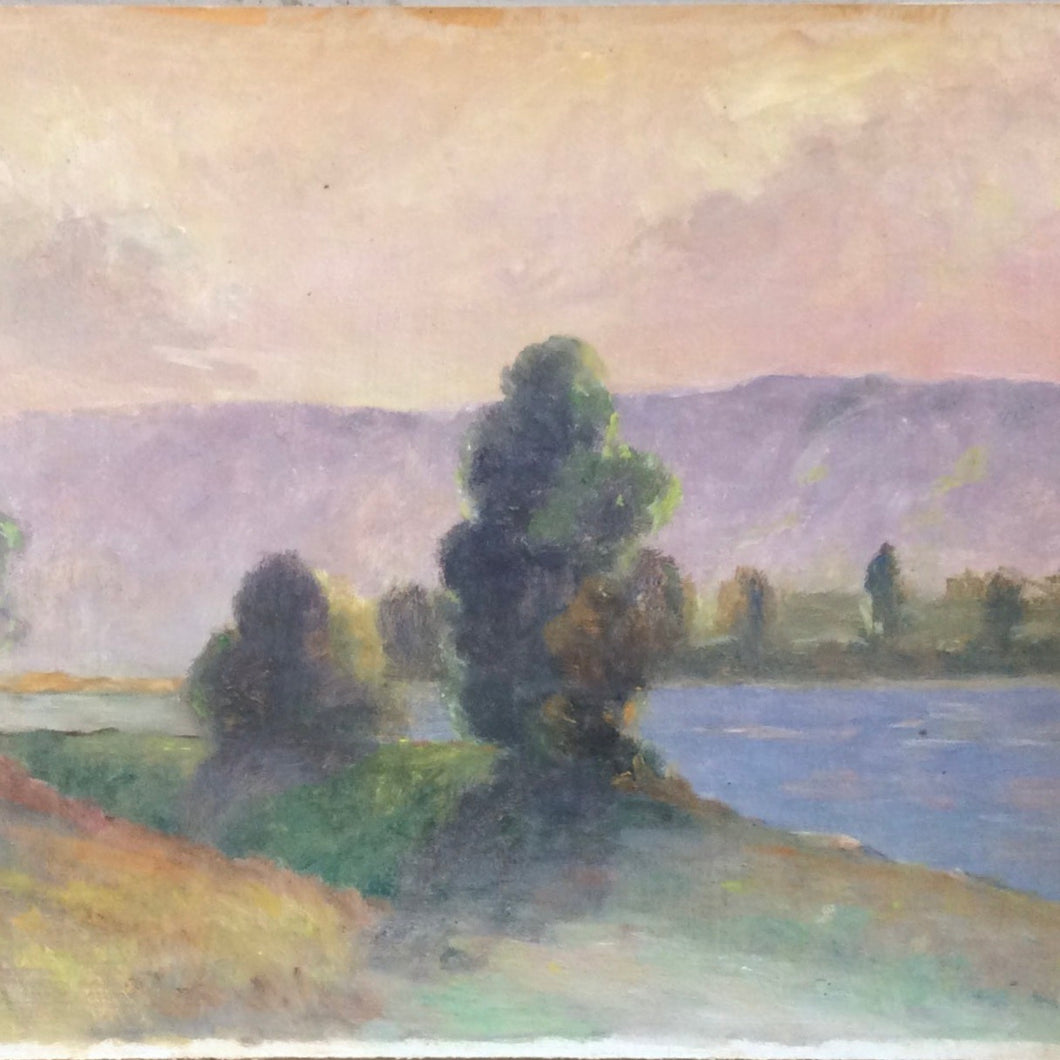 French Lakeside Painting