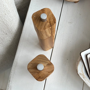 olive wood square edged pepper mill