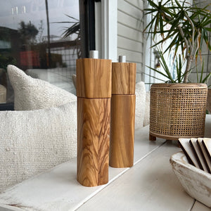 olive wood square edged pepper mill