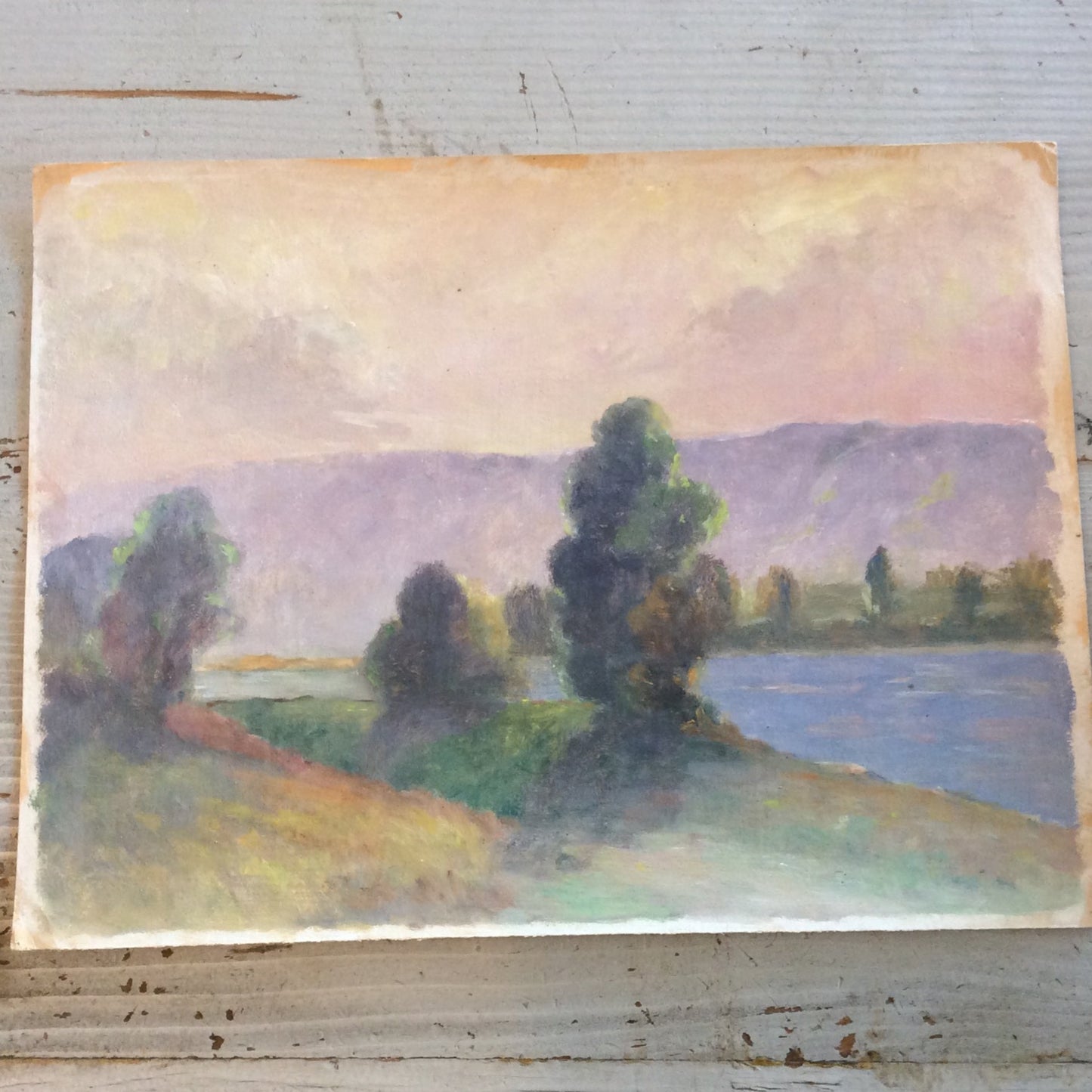 French Lakeside Painting