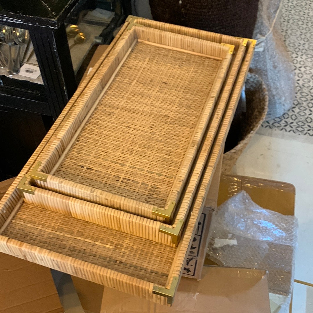 Gold and Rattan Tray
